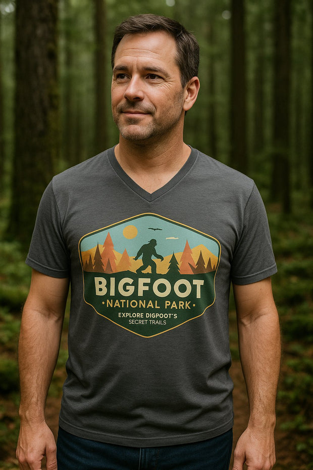Unisex Bigfoot National Park V-Neck T-Shirt